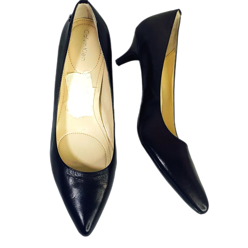 Calvin Klein Black Kitten Heel Pumps Women’s Size 10 Pointed Toe - Picture 5 of 9